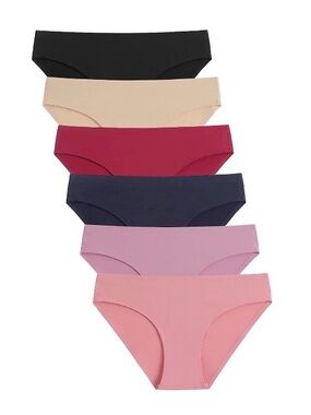Caterlove Seamless Bikini Hipster Brief Panties 6 Pack Various Colors Large NWT